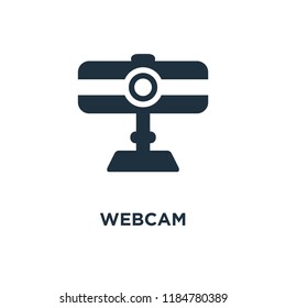 Webcam icon. Black filled vector illustration. Webcam symbol on white background. Can be used in web and mobile.