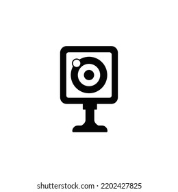 Webcam icon in black flat glyph, filled style isolated on white background