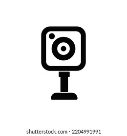 Webcam icon in black flat glyph, filled style isolated on white background