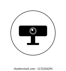 Webcam icon in a circle, logo on a white background