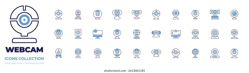 Webcam icon collection. Bold line style. Duotone colors. webcam, observe, web cam, monitor.