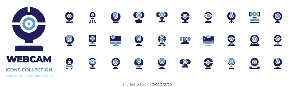 Webcam icon collection. Bold style. Duotone colors. webcam, observe, web cam, monitor.