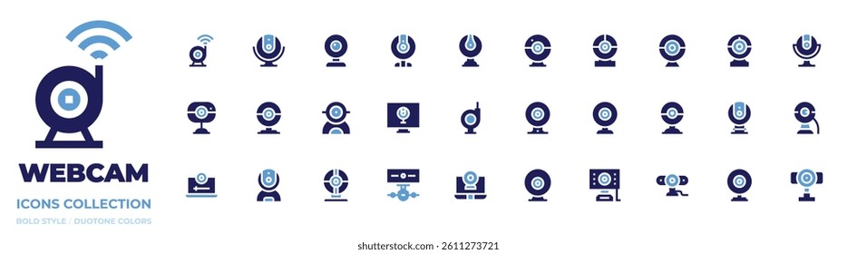 Webcam icon collection. Bold style. Duotone colors. webcam, monitor, camera.