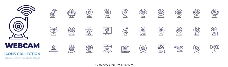 Webcam icon collection. Line style. Editable stroke. webcam, camera.