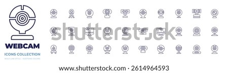 Webcam icon collection. Line style. Editable stroke. webcam, observe, web cam, monitor.