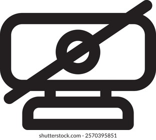 Webcam icon with a crossed-out mark, indicating privacy or disabled mode