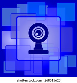Webcam icon. Internet button on abstract background. 