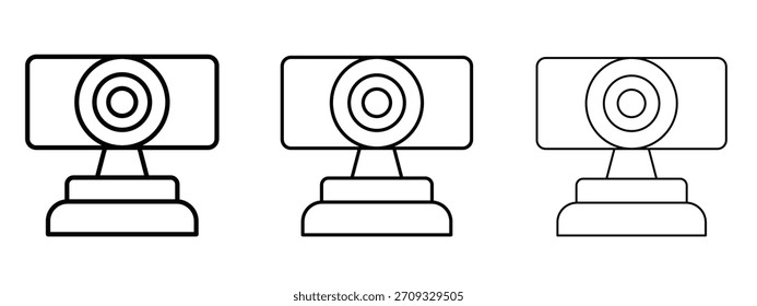Signo de estilo lineal de icono de cámara web para concepto móvil y Diseño web.