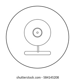 Webcam icon in outline style isolated on white background. Personal computer symbol stock vector illustration.