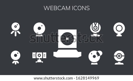 webcam icon set. 9 filled webcam icons.  Simple modern icons such as: Webcam, Web cam, Cam