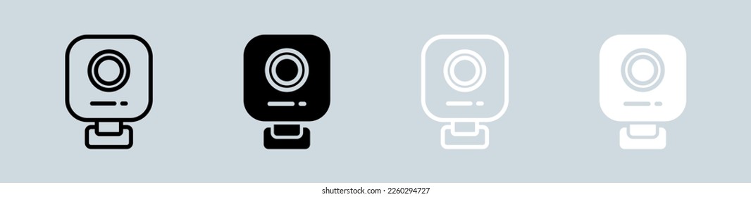 Webcam icon set in black and white. Video camera signs vector illustration.