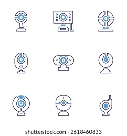 Webcam icon set. Bold line style. Duotone colors. Editable stroke. webcam, web cam.