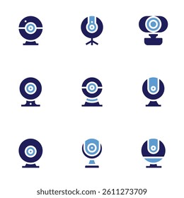 Webcam icon set. Bold style. Duotone colors. webcam, monitor.