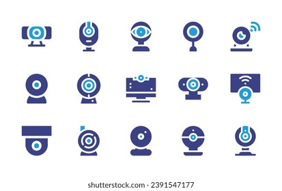 Webcam icon set. Duotone color. Vector illustration. Containing observe, webcam, web cam, smart tv, cam, webcamera, web camera.