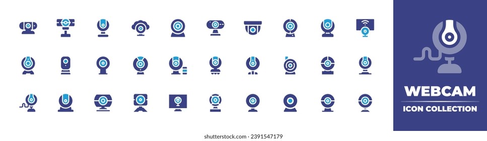 Webcam icon set. Duotone color. Vector illustration. Containing webcam, cloud computing, web camera, smart tv, cam, web cam, camera.