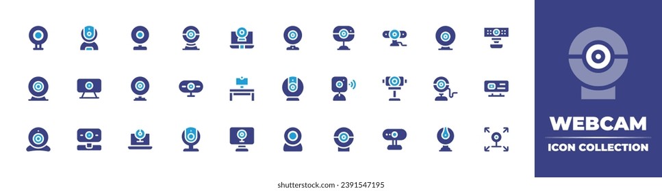 Webcam icon set. Duotone color. Vector illustration. Containing webcam, camera, web cam, desk, digital camera, smart tv, web camera.