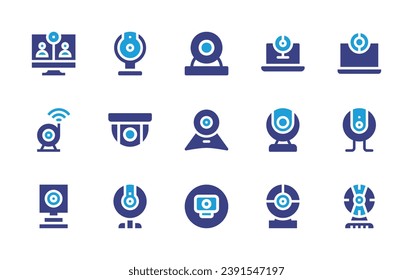 Webcam icon set. Duotone color. Vector illustration. Containing webcam, video call, webcamera, video camera.