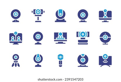 Webcam icon set. Duotone color. Vector illustration. Containing webcam, digital camera, video call, web cam, camera.