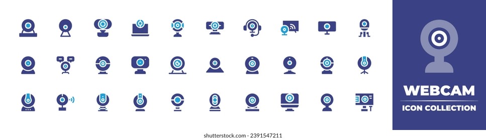 Webcam icon set. Duotone color. Vector illustration. Containing web camera, webcam, cam, webcams, webcamera, video camera, online communication, web cam.