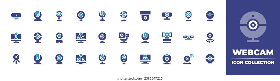 Webcam icon set. Duotone color. Vector illustration. Containing webcam, web camera, webcamera, web cam, video call, videocall, cam, camera.