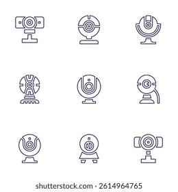 Webcam icon set. Line style. Editable stroke. webcam, camera.