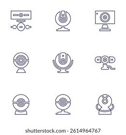 Webcam icon set. Line style. Editable stroke. webcam, web cam, camera.