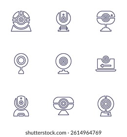 Webcam icon set. Line style. Editable stroke. webcam, cam.
