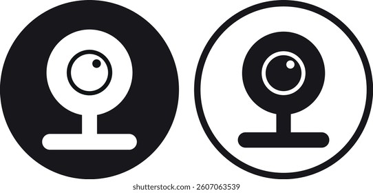 Webcam icon set in two styles . Chat camera icon . Computer camera icon  . Vector illustration