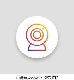 Webcam icon vector, clip art. Also useful as logo, circle app icon, web element, symbol, graphic image, silhouette and illustration.
