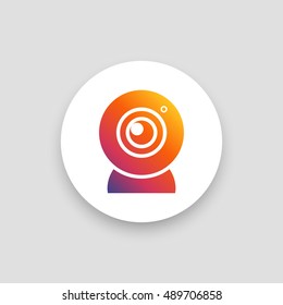 Webcam icon vector, clip art. Also useful as logo, circle app icon, web element, symbol, graphic image, silhouette and illustration.