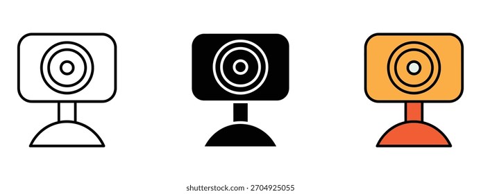 Vector Video del ícono de la cámara web. transmisión, llamadas y reuniones en línea. Ilustración vectorial.