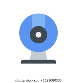 Webcam Icon Vector for Video Calling and Recording – Camera icon, online meeting symbol, virtual chat tool. Flat Icon