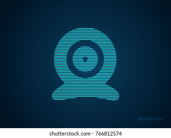 webcam icon vector.Icon symbol isolated on blue background. Navigation map, gps, direction, placecontact, search concept.Vector illustration EPS 10