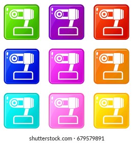 Webcam icons of 9 color set isolated vector illustration