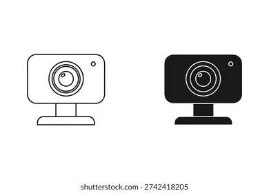 Webcam icons in black and white, simple flat design vector illustration
