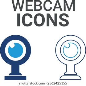 Webcam icons. Containing speak, phone, mail, contact, chat, website, satellite, radio, antenna, message and more. Solid icons collection, vector illustration.