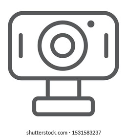 Webcam line icon, cam and device, computer camera sign, vector graphics, a linear pattern on a white background, eps 10.