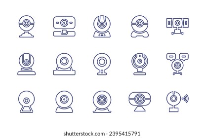 Webcam line icon set. Editable stroke. Vector illustration. Containing web camera, webcam, web cam, webcamera.