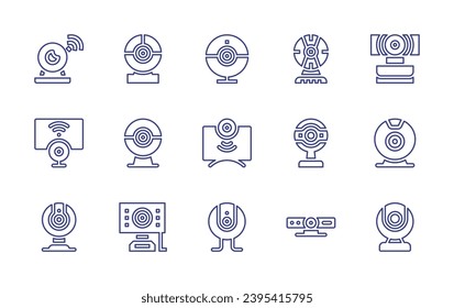 Webcam line icon set. Editable stroke. Vector illustration. Containing webcam, web cam, smart tv.