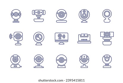 Webcam line icon set. Editable stroke. Vector illustration. Containing webcam, web cam.