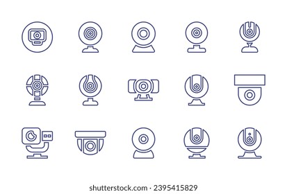 Webcam line icon set. Editable stroke. Vector illustration. Containing webcam, webcamera, cam.