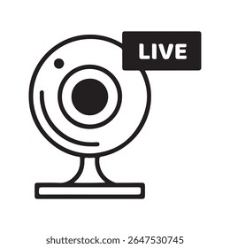 Webcam Live Stream Icon Schwarz Outline Live-Video online
