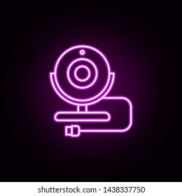 Webcam neon icon. Elements of technology set. Simple icon for websites, web design, mobile app, info graphics