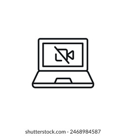 Webcam ist nicht linear Symbol. Online-Lernen. Anpassbare Liniendarstellung. Kontursymbol Vektorgrafik isolierte Gliederungszeichnung. Bearbeitbarer Strich