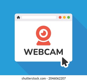 Webcam on browser icon vector illustration.