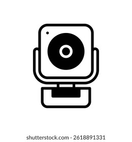 Webcam. Outlined stroke vector icon with black-filled details.