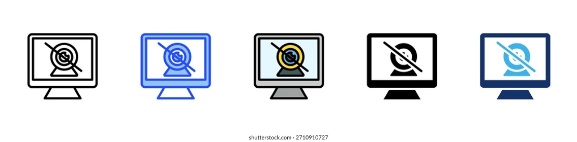 Colección de icono de privacidad de cámara web con varios estilos