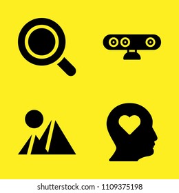 webcam, profile, search and pyramids vector icon set. Sample icons set for web and graphic design