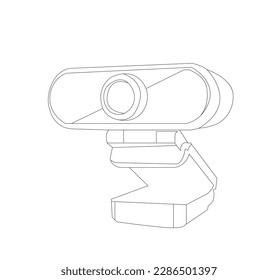 Webcam sign icon. Web video chat symbol. Camera chat. Thin line circle web icons with outline. Vector
