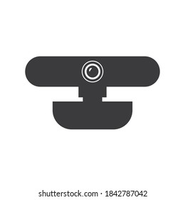 Plantilla de icono del vector de signo de cámara web. Diseño de iconos de webcam aislados en negro digital.